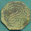 Two shilling token for 'R. Joel & Sons, 20 Russell Street, Covent Garden.'